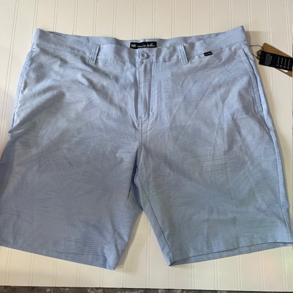 Travis Mathew Golf Shorts Men 42 Blue Street Art Lifestyle Performance Light NWT